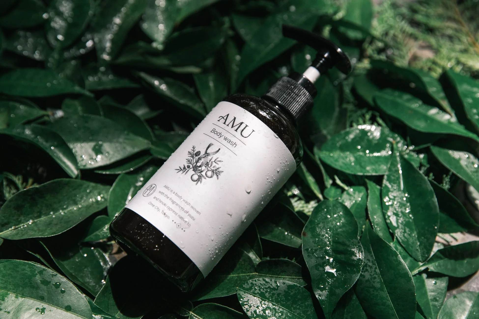 AMU Body wash with leaves and water drops