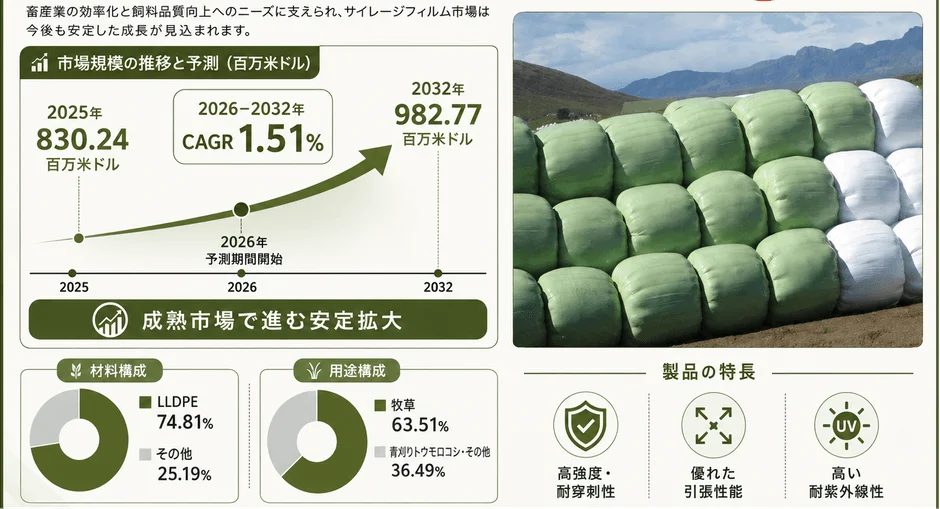 サイレージフィルム市場の分析と予測を示すインフォグラフィック